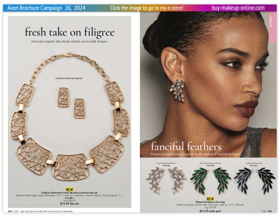 view Avon Catalog Campaign 26 Online | Avon Jewelry Filigree Necklace Earring Collection 