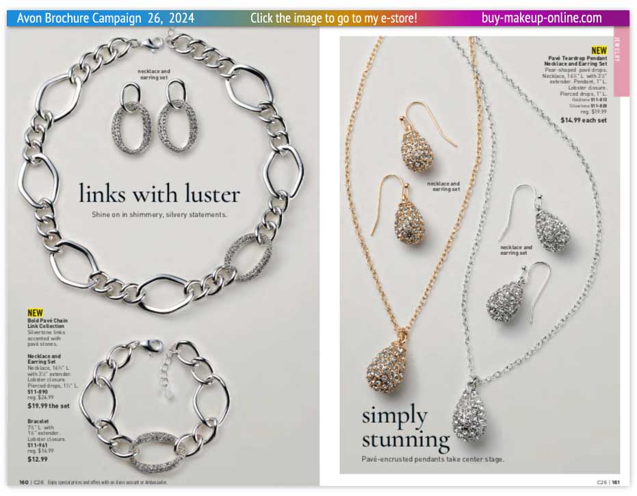 view Avon Catalog Campaign 26 Online | Avon Jewelry Bold Pave Chain Link Collection 