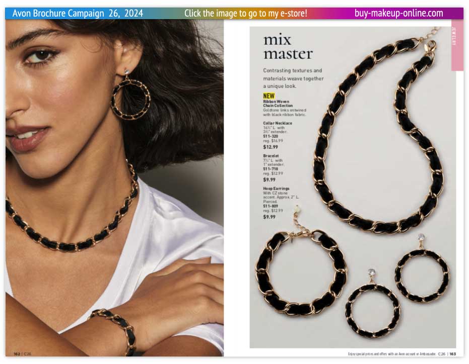 view Avon Catalog Campaign 26 Online | Avon Jewelry Ribbon Woven Chain Collection 