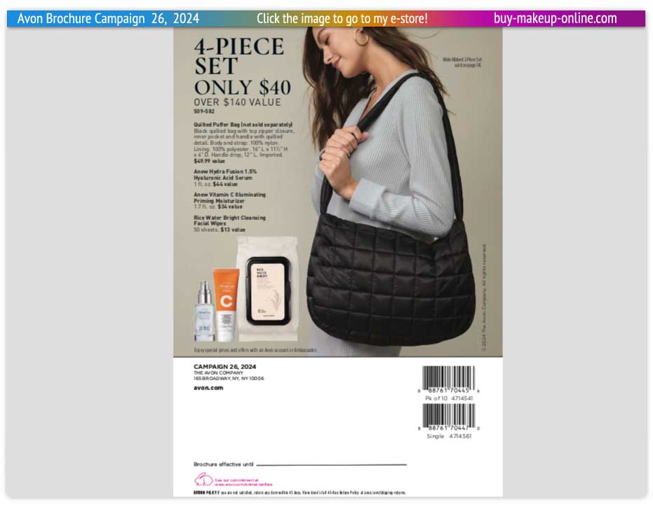 view Avon Catalog Campaign 26 Online | Avon Quilted Puffer Bag 4-Piece Set 