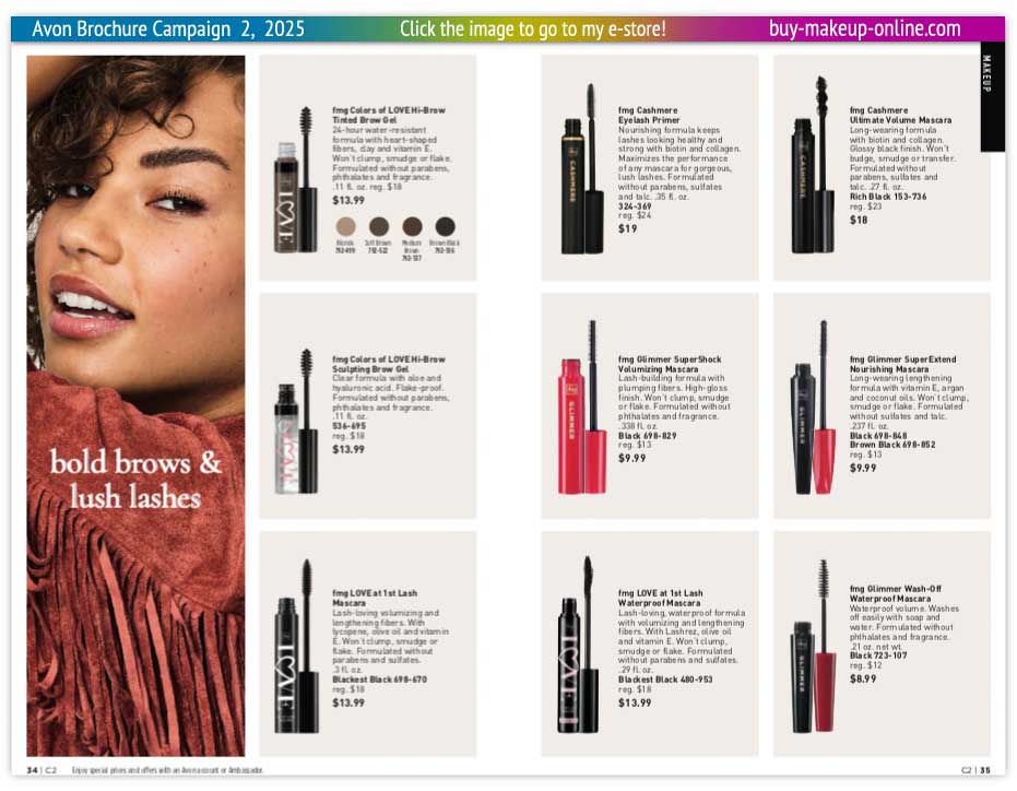 view Avon Brochures Catalog Online Campaign 2 | Avon Brow Gel Eye Primer Mascara 