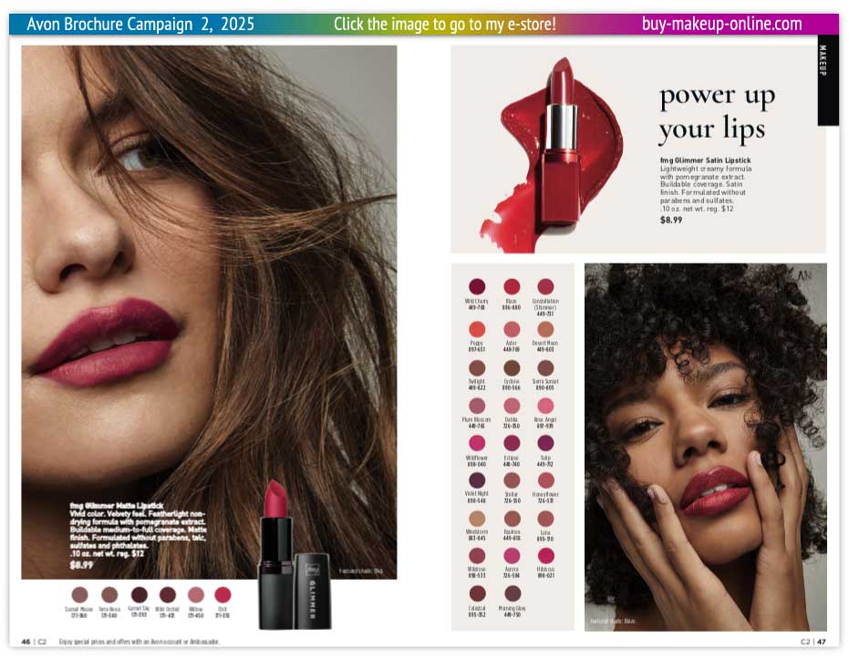 view Avon Campaign 2 Catalogs Online | Avon Glimmer Matte Glimmer Satin Lipstick 