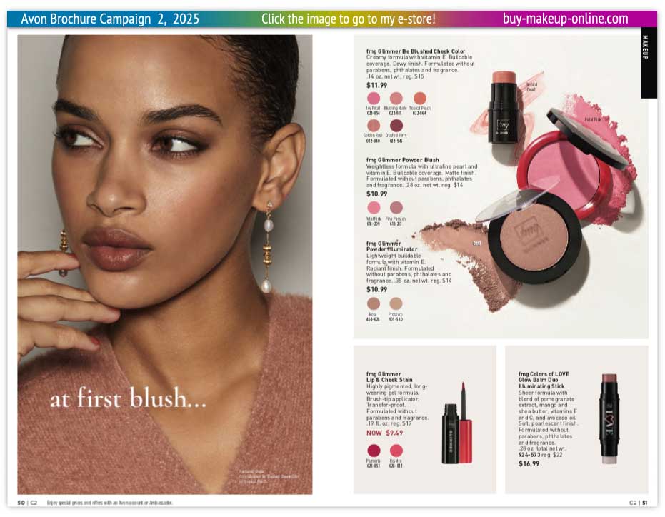 view Avon Campaign 2 Book Online | Avon Be Blushed Cheek Color Powder Blush Cheek Stain Illuminating Stick 