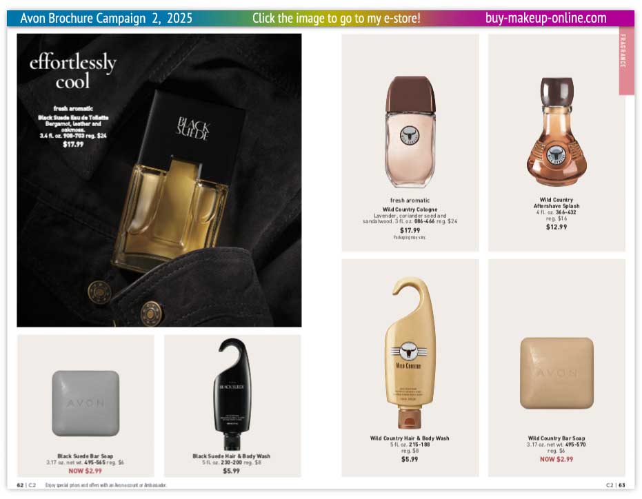 New Avon Campaign 2 book Online | Avon Black Seude Wild Country 