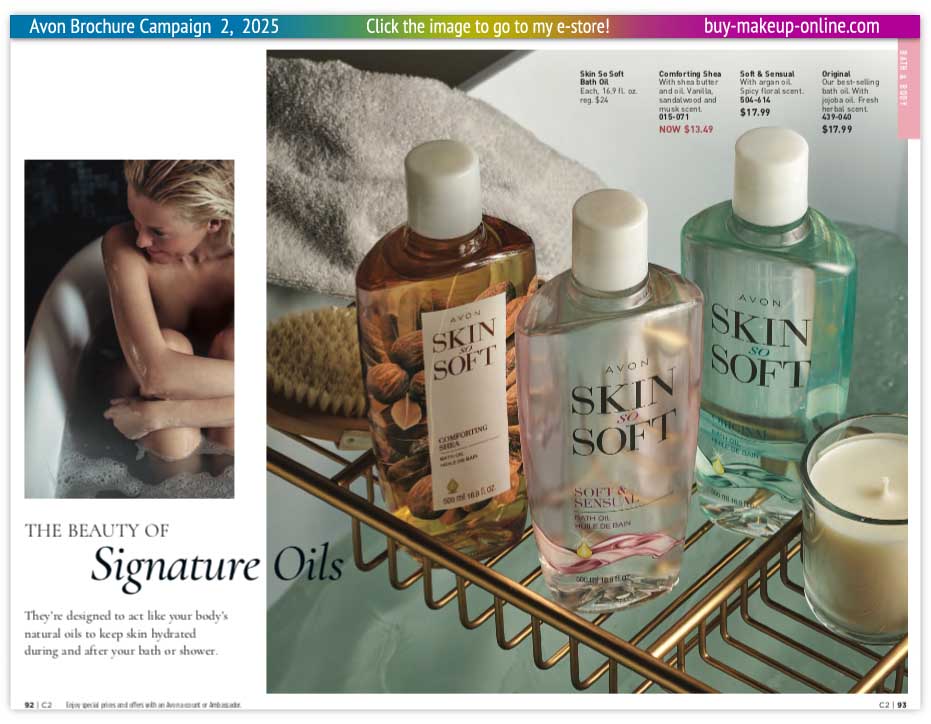 view Avon Catalog Campaign 2 Online | Avon Skin So Soft Bath Oil 