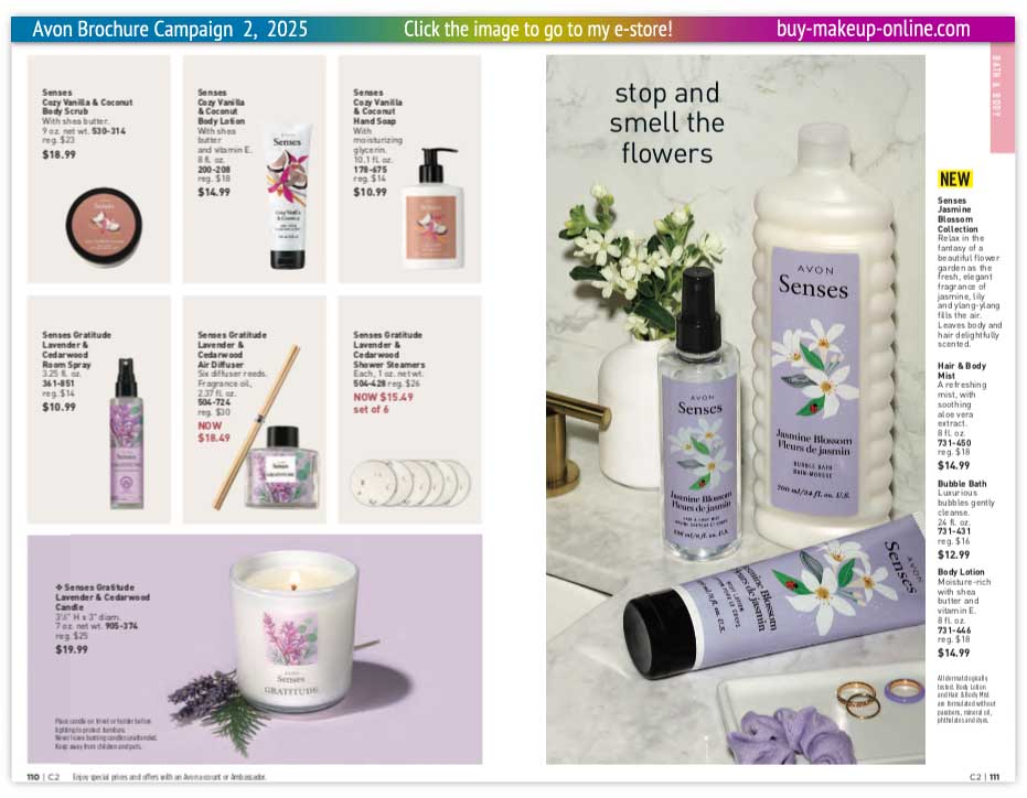 view Avon Catalog Campaign 2 Online | Avon Senses Hand Soap Body Lotion Scrub 