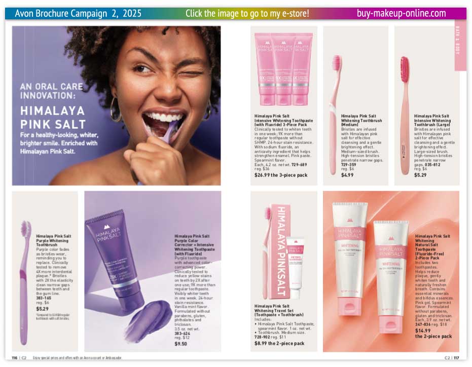 view Avon Catalog Campaign 2 Online | Avon Himilaya Pink Salt Toothpaste Toothbrush 