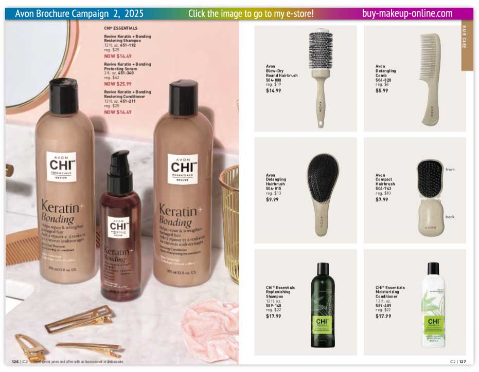 view Avon Catalog Campaign 2 Online | Avon Hairbrush CHI Essentials 