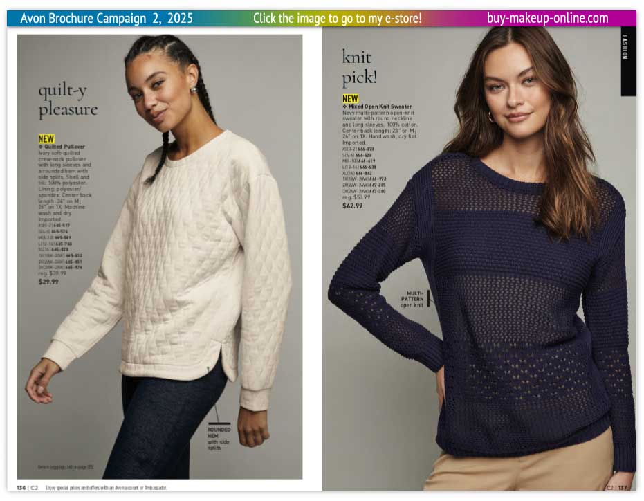 view Avon Catalog Campaign 2 Online | Avon Fashion Quilted Pullover 