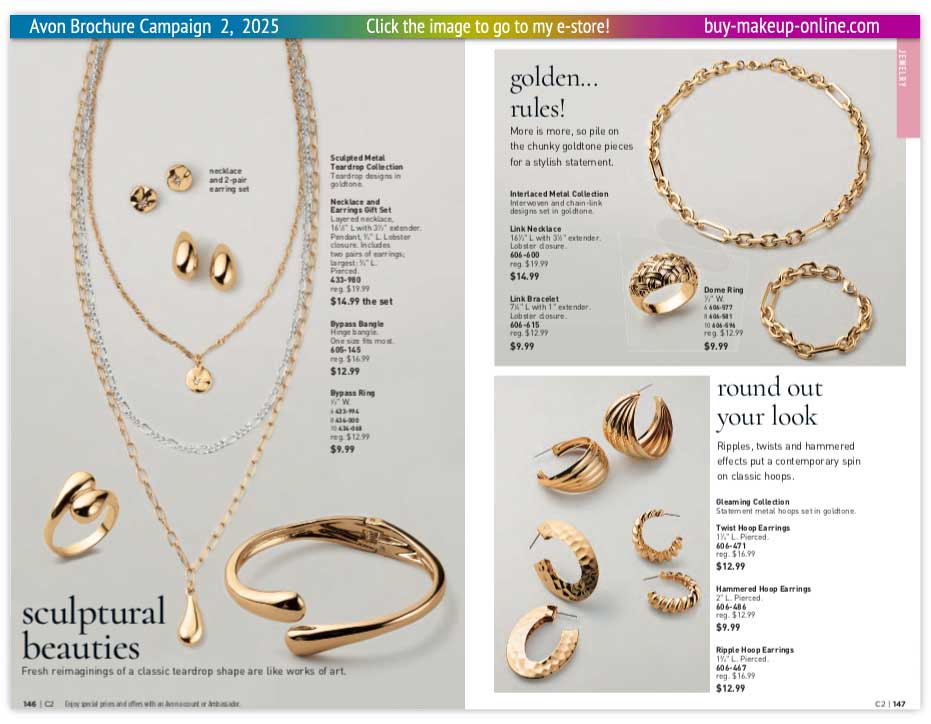 view Avon Catalog Campaign 2 Online | Avon Jewelry Sculpted Metal Collection 