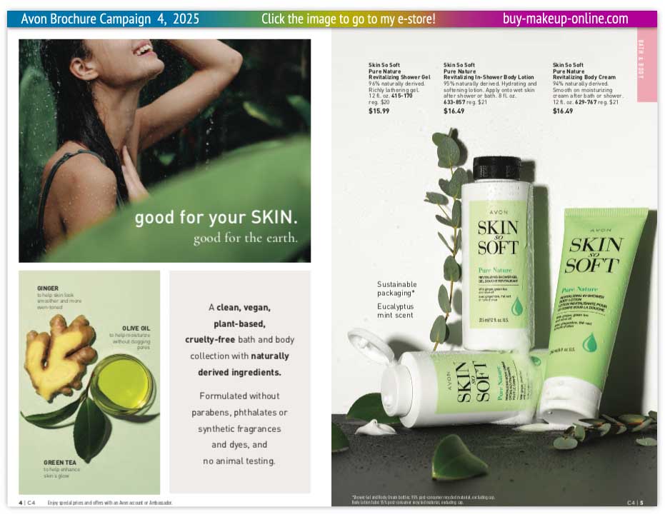 Current Avon Brochure Campaign 4 Online | Avon Skin So Soft Pure Nature 