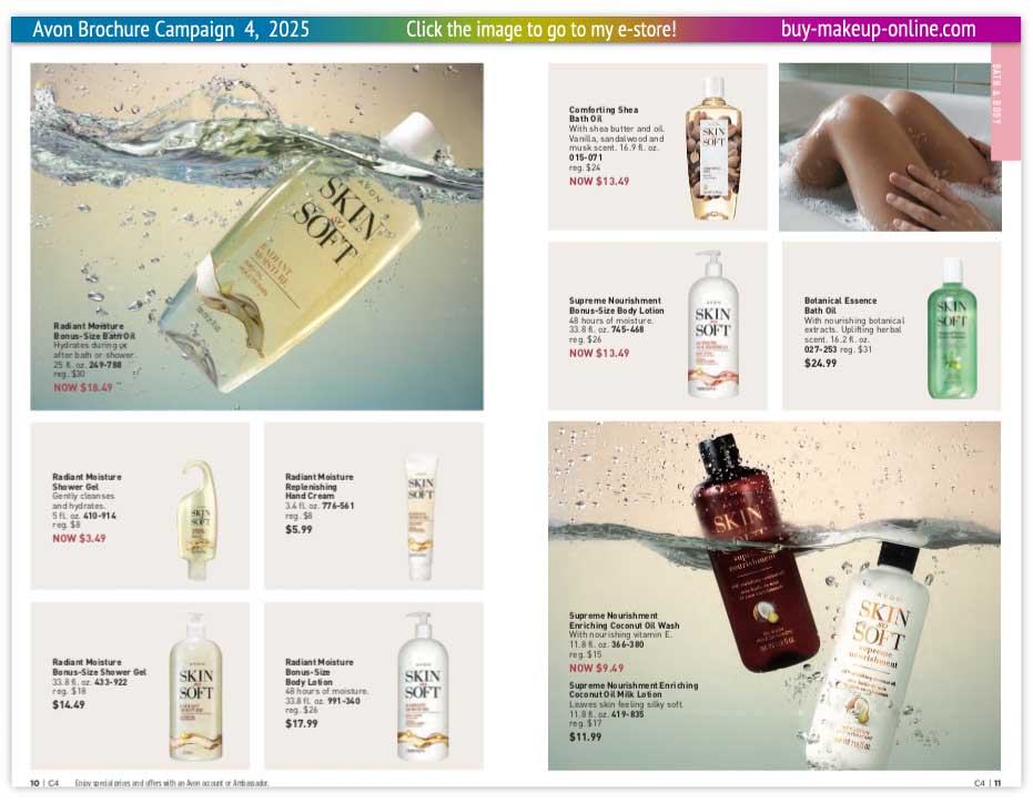 Current Avon Brochure Avon Brochure Campaign 4 Online | Avon Skin So Radiant Moisture Botanical Essence Comforting Shea 