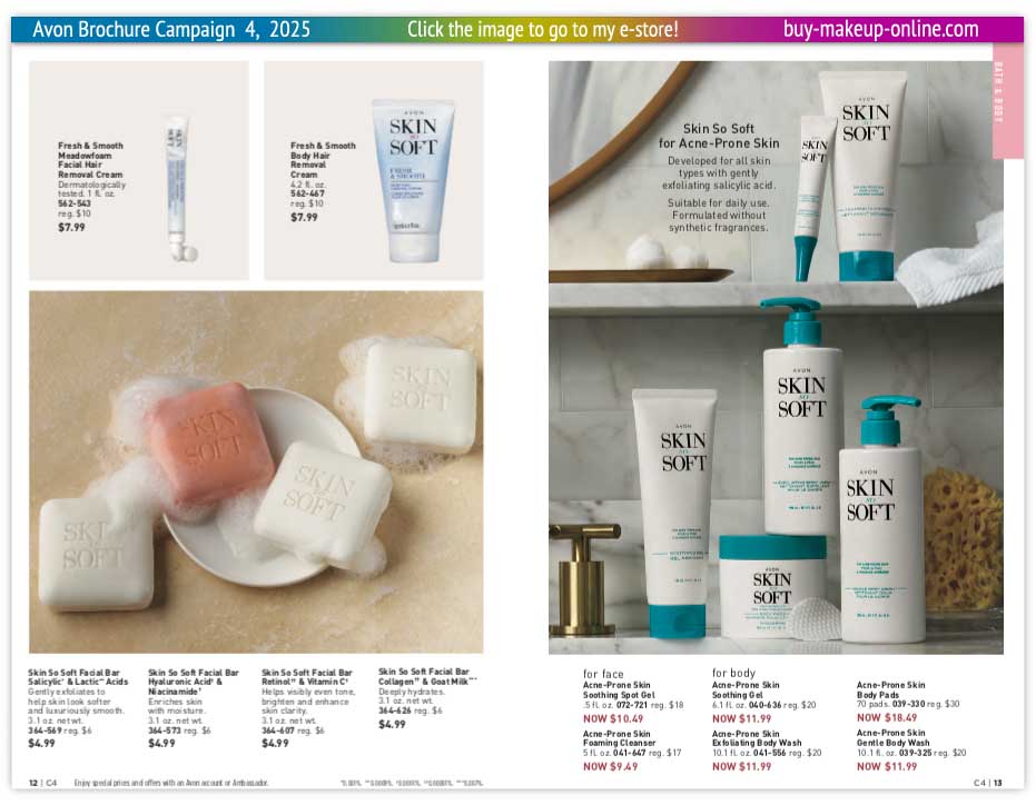 Avon Campaign 4 Brochure Catalog Online | Avon Skin So Soft Fresh And Smooth Acne Prone Skin Facial Bar 