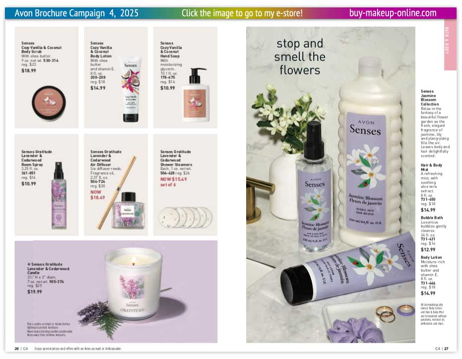 view Avon Campaign 4 Brochures Online | Avon Senses Hand Soap Lotion Scrub Diffuser 