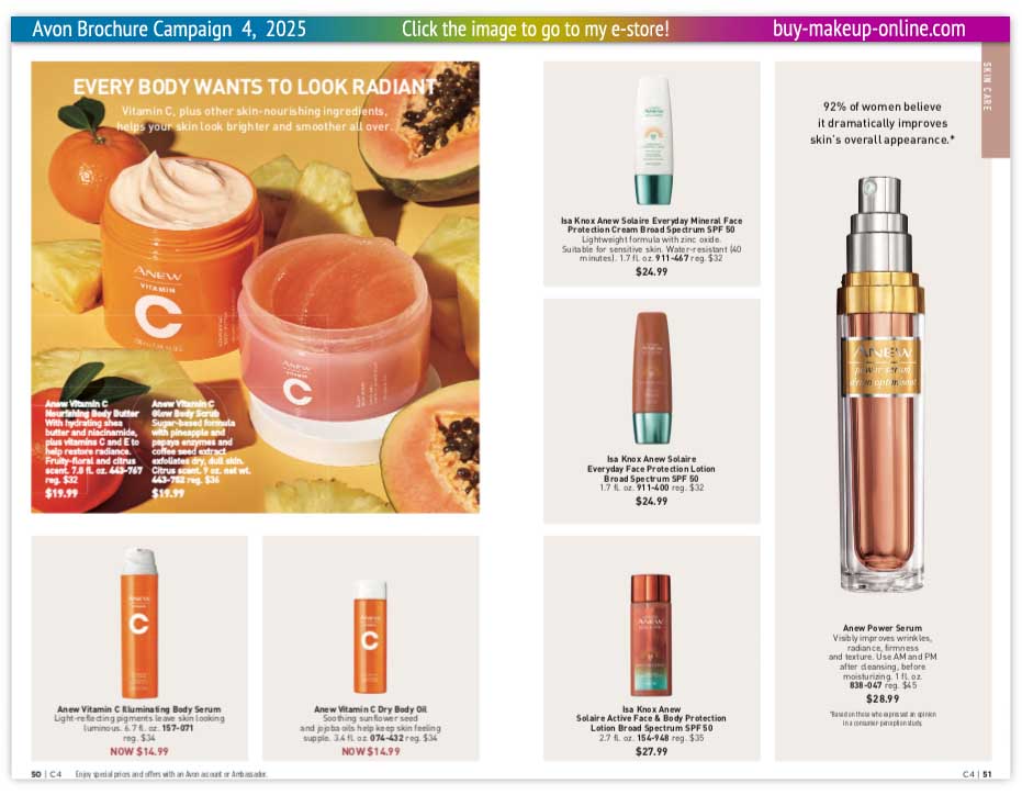 view Avon Campaign 4 Book Online | Avon Anew Power Serum Anew Vitamin C Serum Anew Solaire 