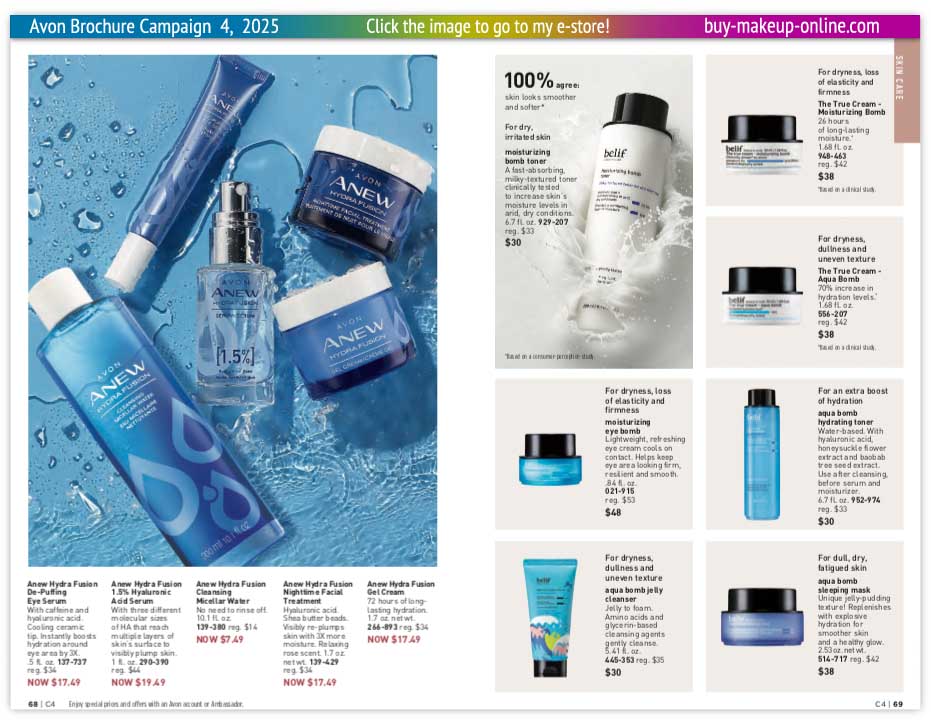 New Avon Campaign 4 book Online | Avon Anew Hydra Fusion belif True Cream Toner 