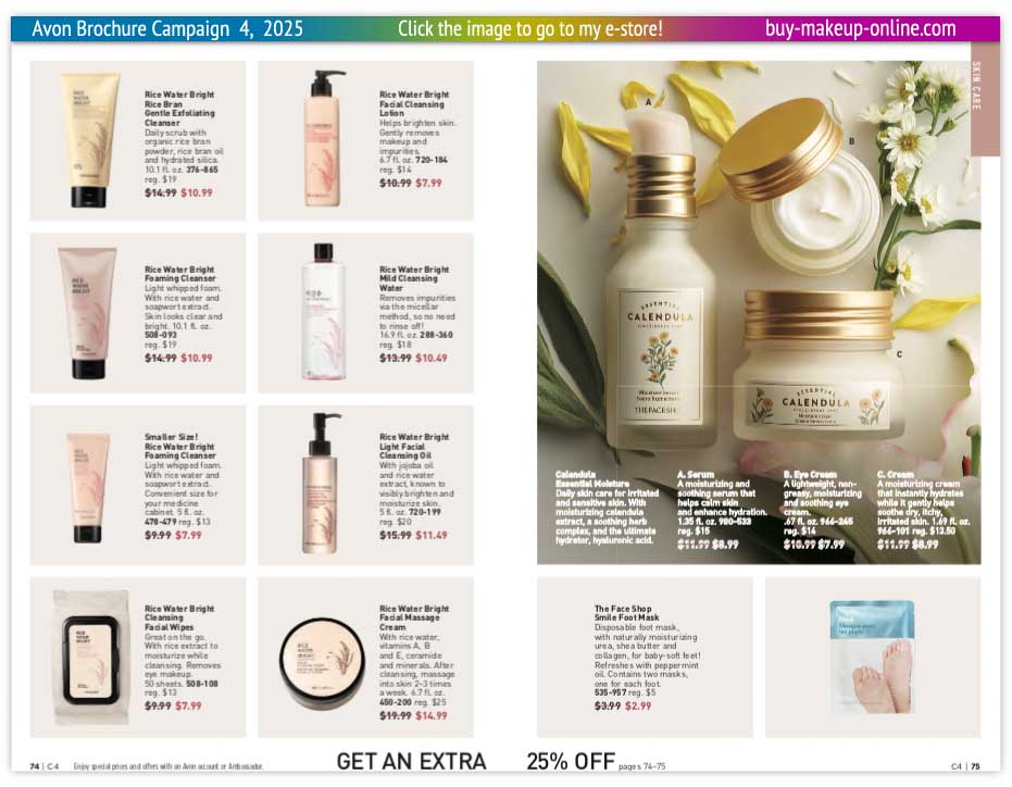 Avon Book Campaign 4 Catalog Online | Avon Rice Water Bright Smile Foot Mask Calendula 