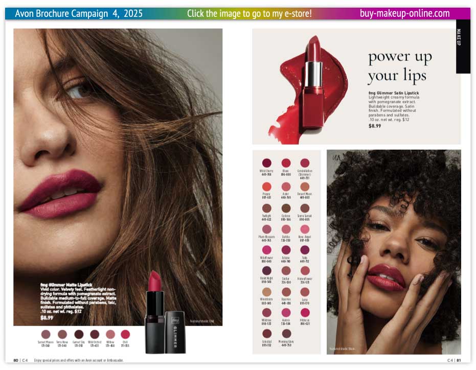 Avon Book Campaign 4 Online | Avon Glimmer Matte Glimmer Satin Lipstick 