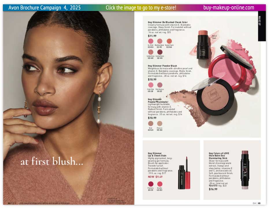 view Avon Campaign 4 Catalog Online | Avon Be Blushed Cheek Color Stain Powder Blush Illuminator Stick 