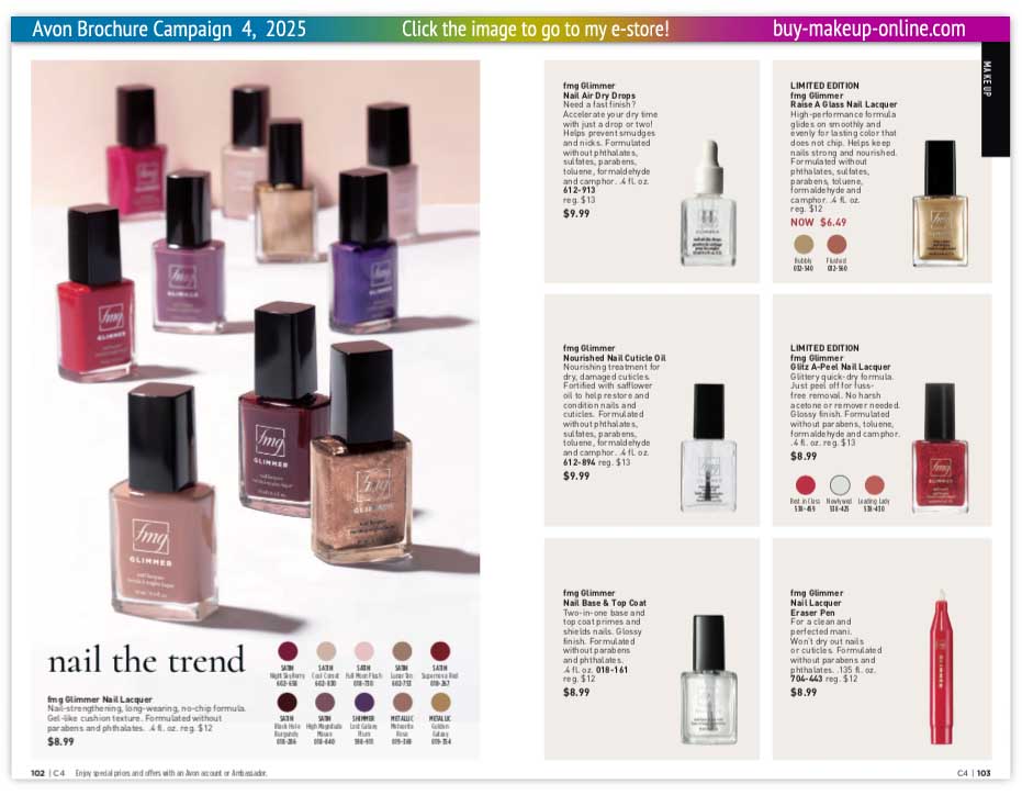 view Avon Catalog Campaign 4 Online | Avon Glimmer Nail Lacquer 