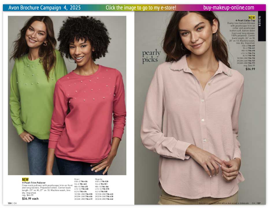 view Avon Catalog Campaign 4 Online | Avon Pearl Trim Pullover 