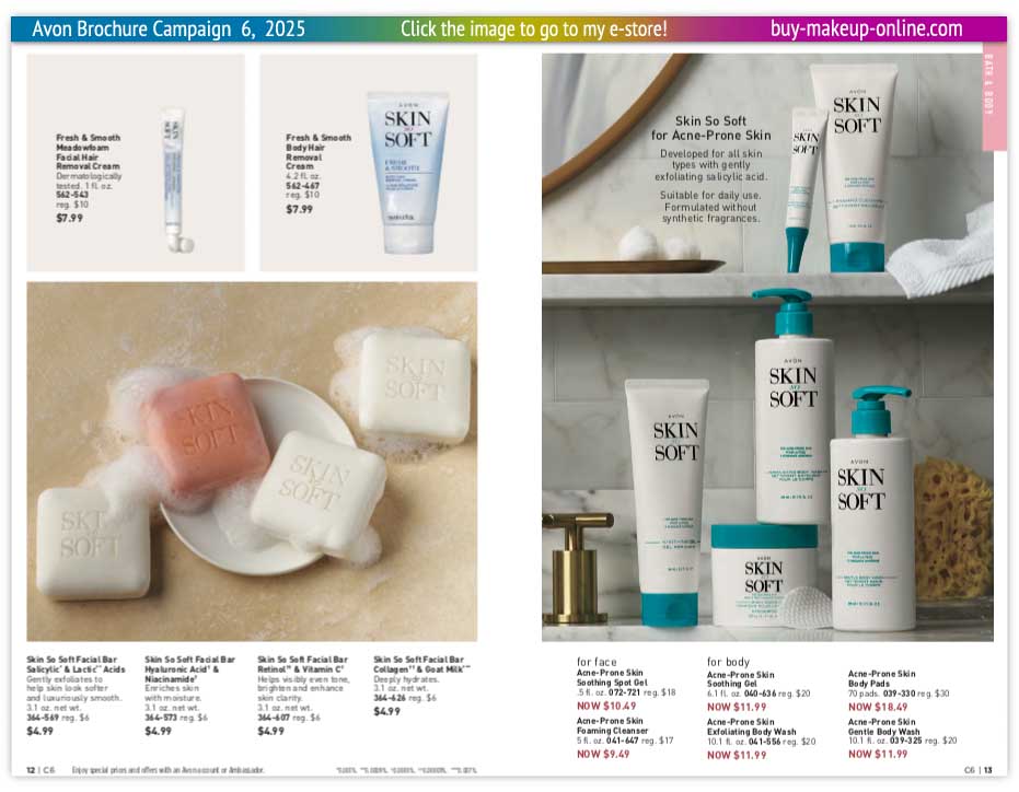 Avon Campaign 6 Brochure Catalog Online | Avon Skin So Soft Facial Bar Fresh And Smooth Hair Removal Acne Prone Skin 