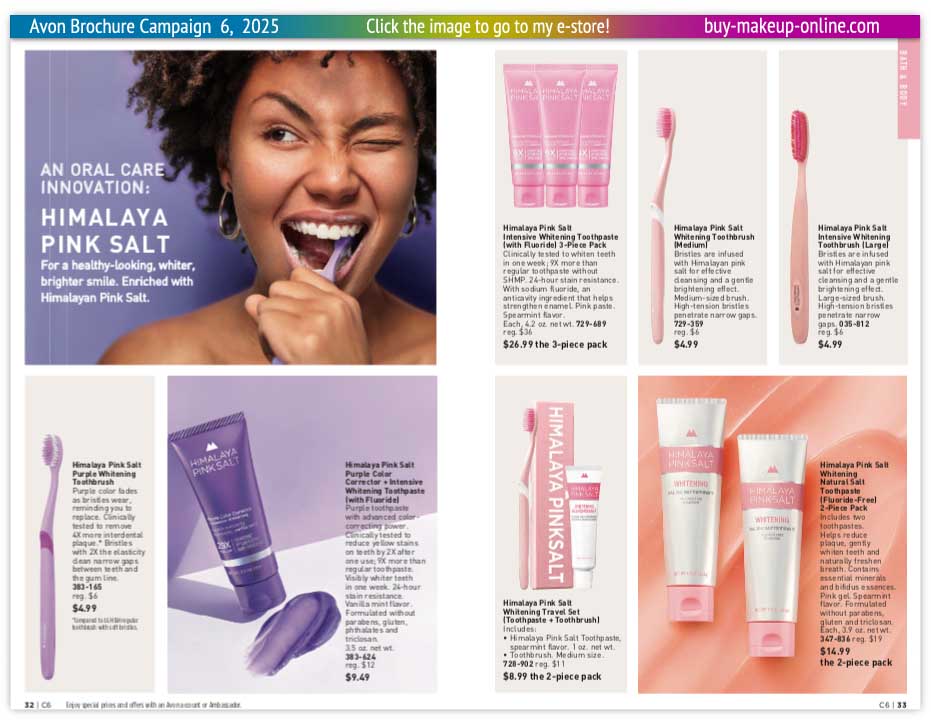 view Avon Campaign 6 Catalog Online | Avon Himalaya Pink Salt Toothpaste Toothbrush 