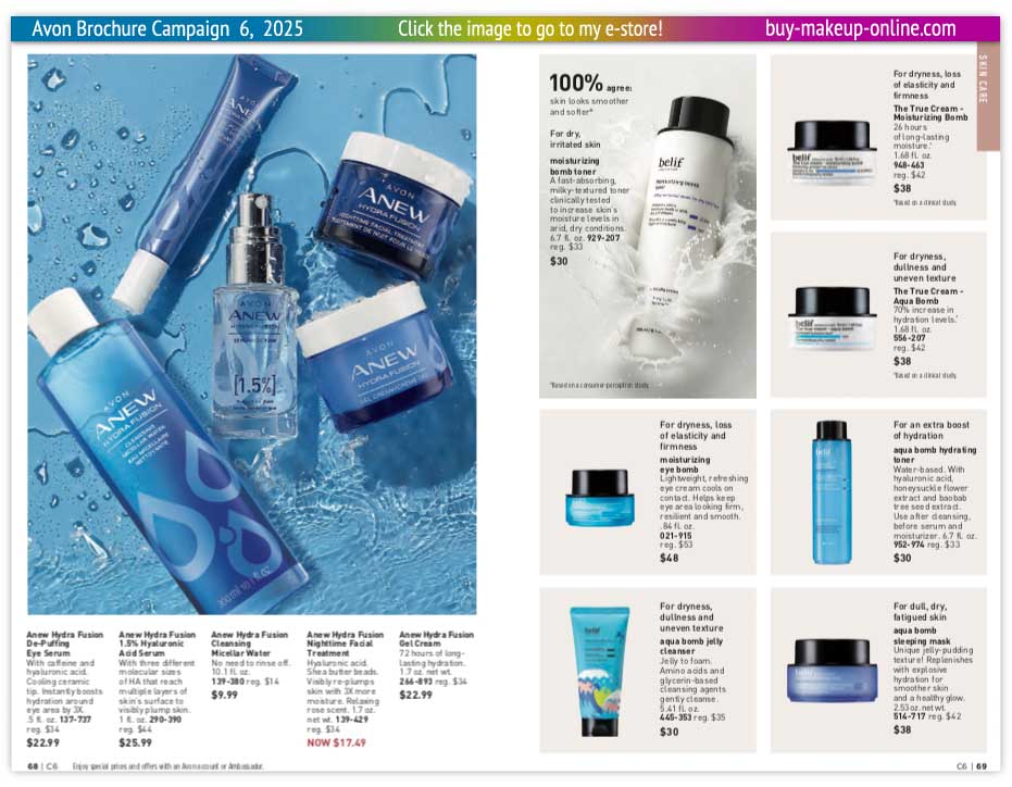 New Avon Campaign 6 book Online | Avon belif True Cream Anew Hydra Fusion 