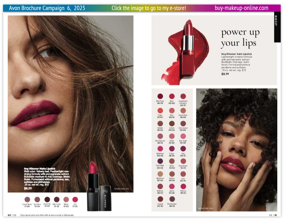 Avon Book Campaign 6 Online | Avon Glimmer Matte Glimmer Satin Lipstick 