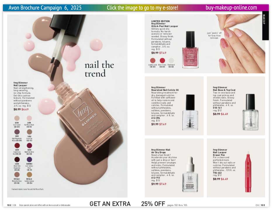 view Avon Catalog Campaign 6 Online | Avon Glimmer Nail Lacquer 