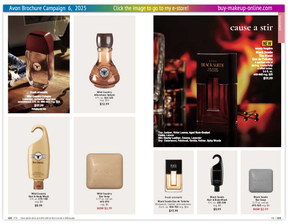 view Avon Catalog Campaign 6 Online | Avon Fragrance Wild Country Black Suede 