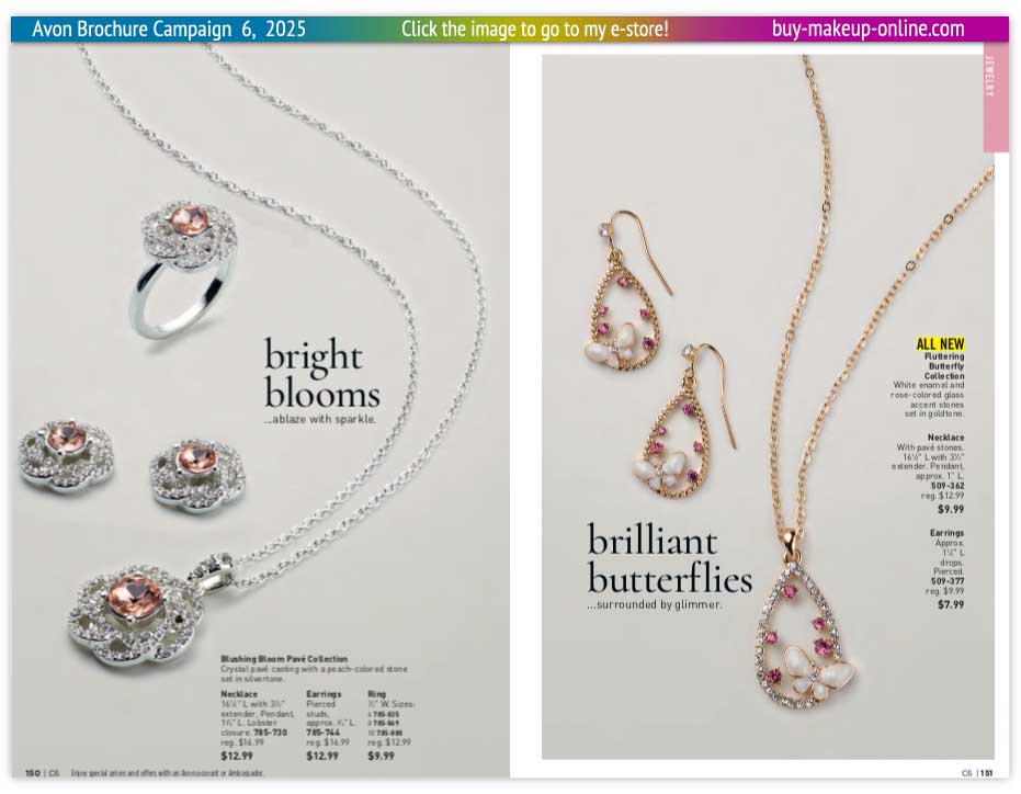 view Avon Catalog Campaign 6 Online | Avon Jewelry Blushing Bloom Pave Collection 