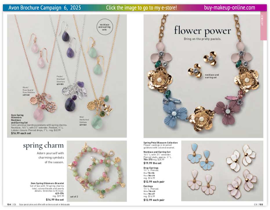 view Avon Catalog Campaign 6 Online | Avon Jewelry Gem Spring Glimmers Collection 