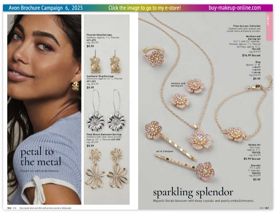 view Avon Catalog Campaign 6 Online | Avon Jewelry Petal To Metal Collection 