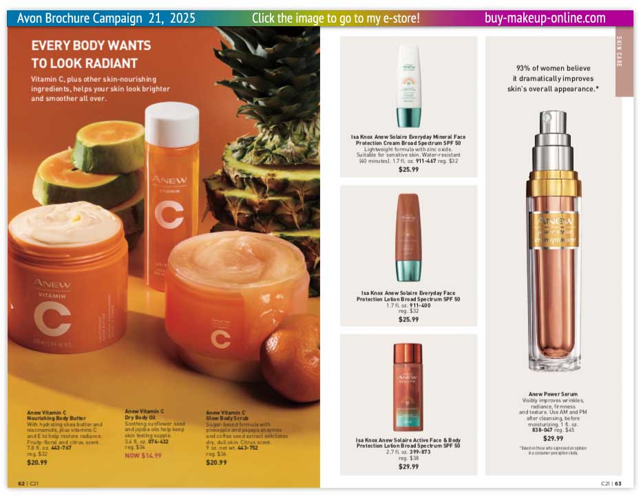 New Avon Campaign 21 book Online | Avon Anew Power Serum Anew Solaire Anew Vitamin C
