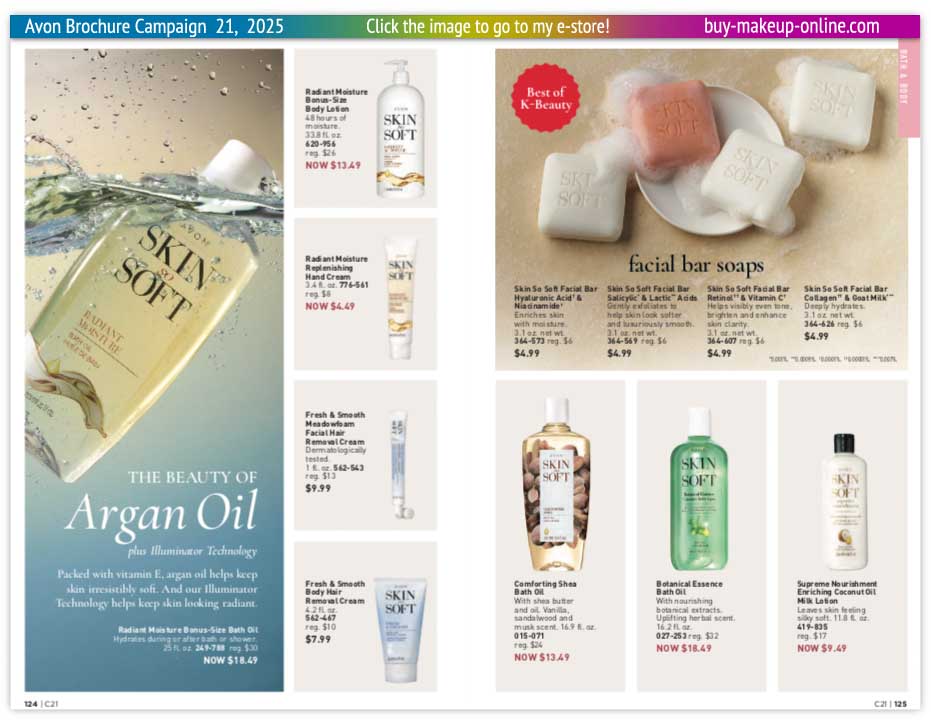 view Avon Catalog Campaign 21 Online | Avon Skin So Soft Radiant Moisture Fresh And Smooth Comforting Shea Botanical Essence Supreme Nourishment Facial Bar